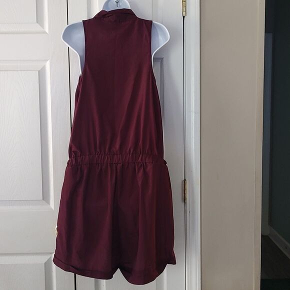 Dots maroon one piece shorts romper with pockets  Sz 1X - Picture 4 of 5